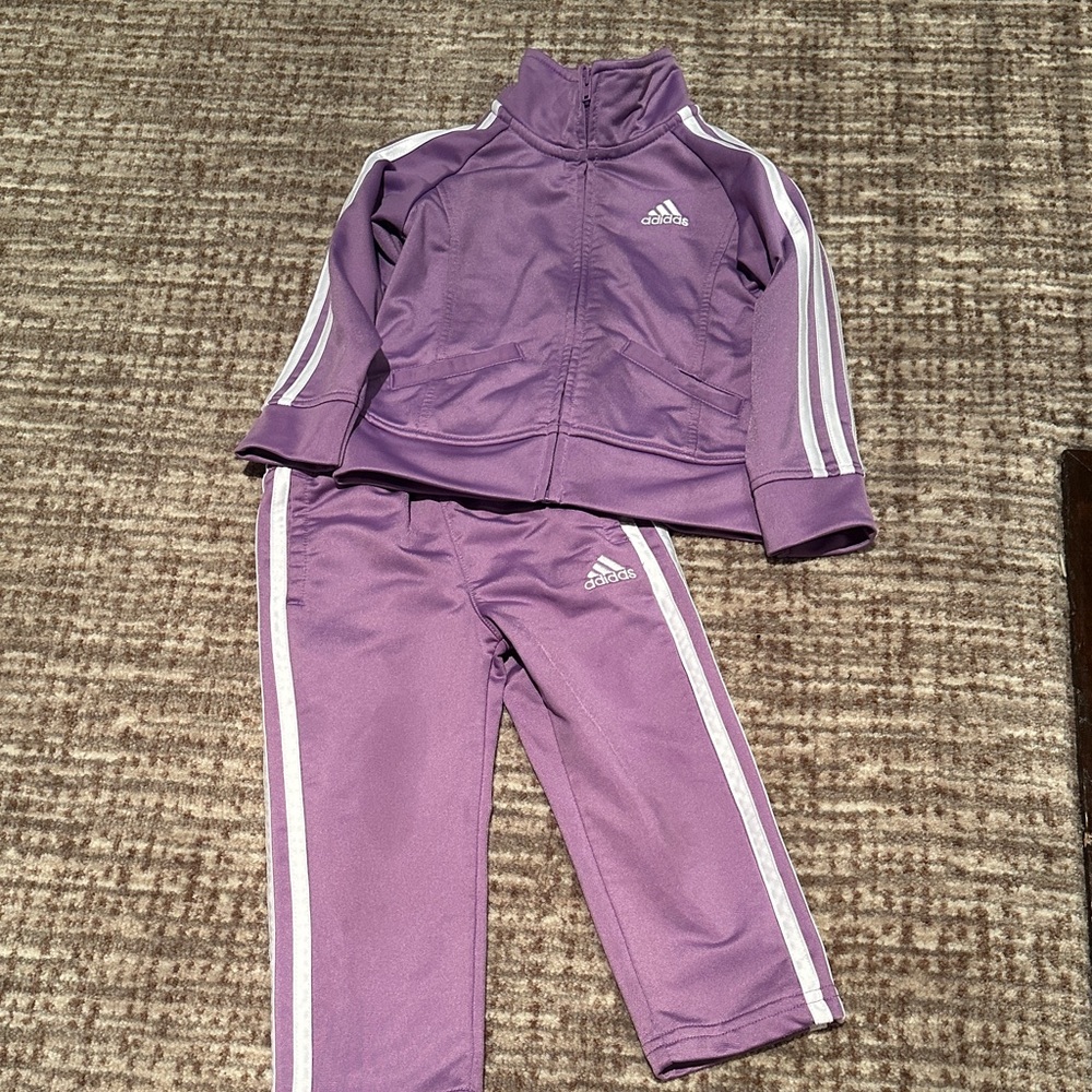 Adidas Lavender Tracksuit with White Accents